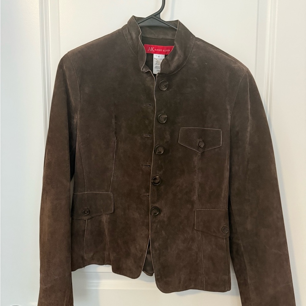 Anne Klein Dark Brown Suede Jacket